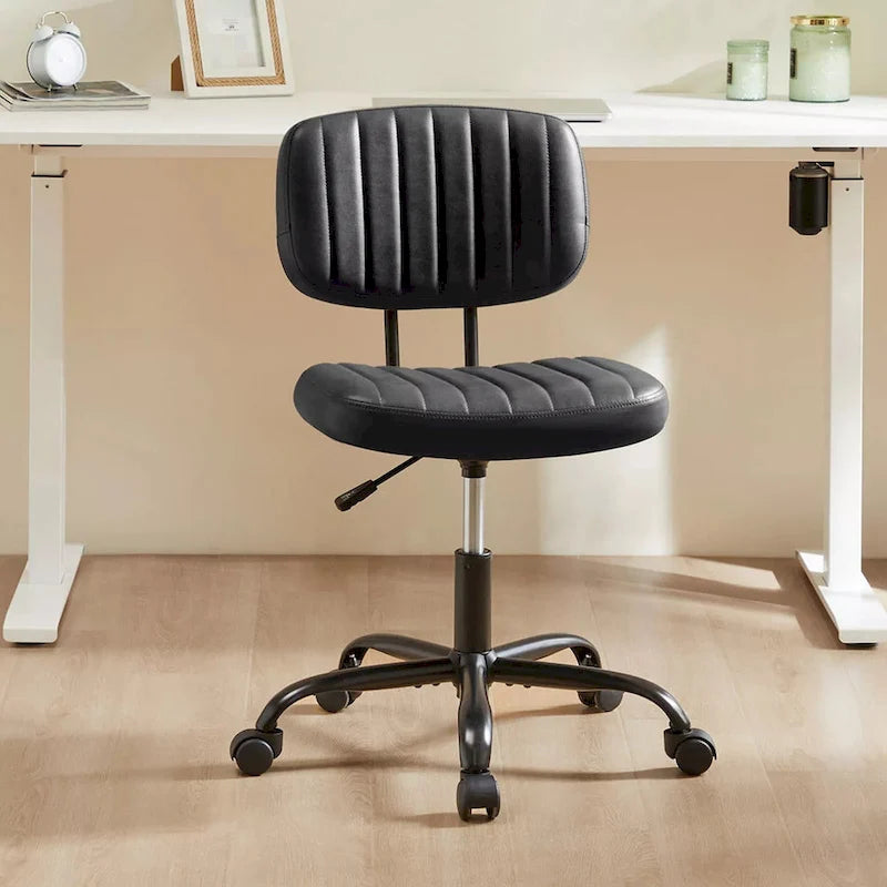 Chaise de bureau sans accoudoirs en similicuir avec support lombaire, hauteur réglable