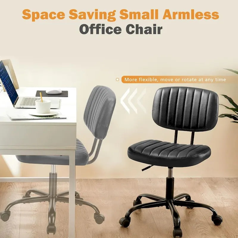 Chaise de bureau sans accoudoirs en similicuir avec support lombaire, hauteur réglable