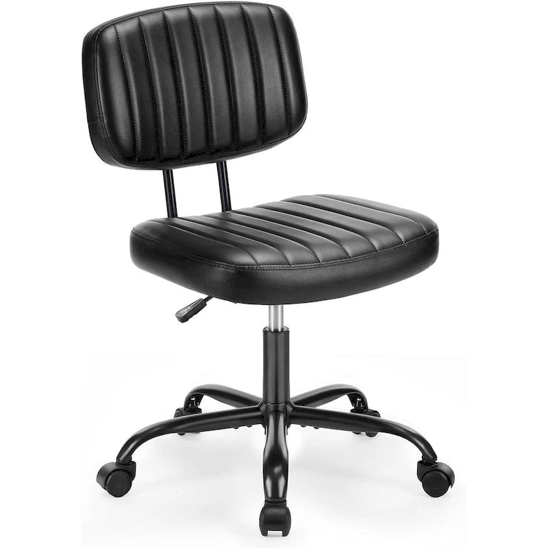 Chaise de bureau sans accoudoirs en similicuir avec support lombaire, hauteur réglable