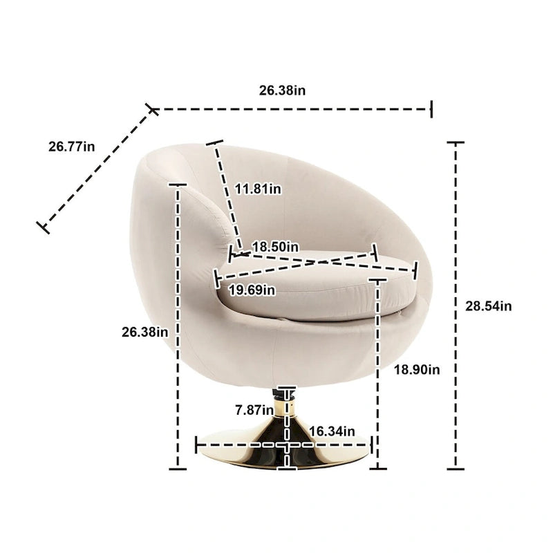 Fauteuil pivotant à 360° avec accoudoirs arrondis