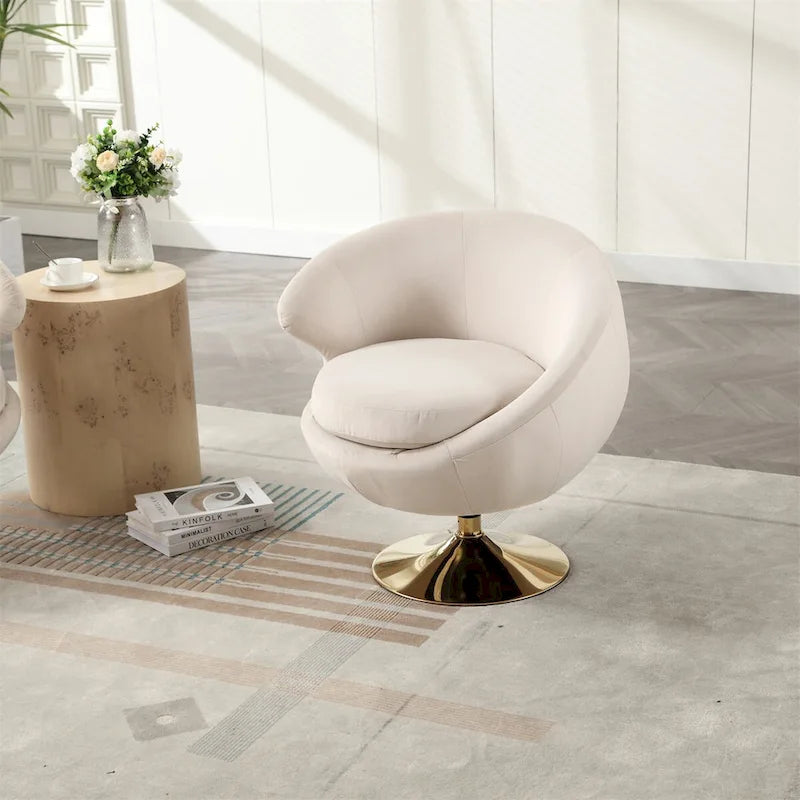 Fauteuil pivotant à 360° avec accoudoirs arrondis