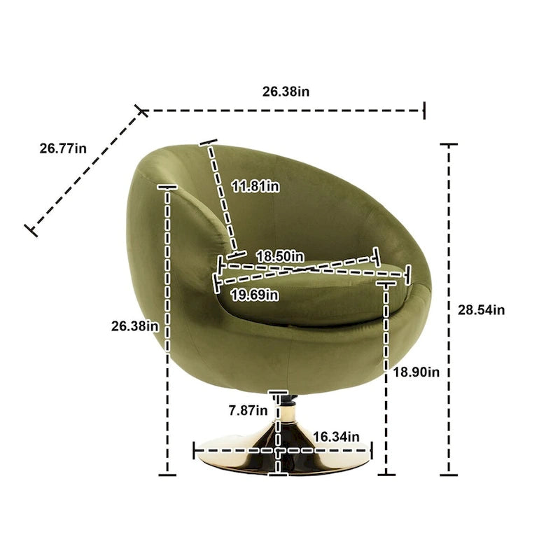 Fauteuil pivotant à 360° avec accoudoirs arrondis