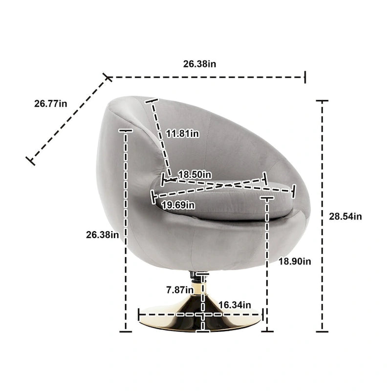 Fauteuil pivotant à 360° avec accoudoirs arrondis
