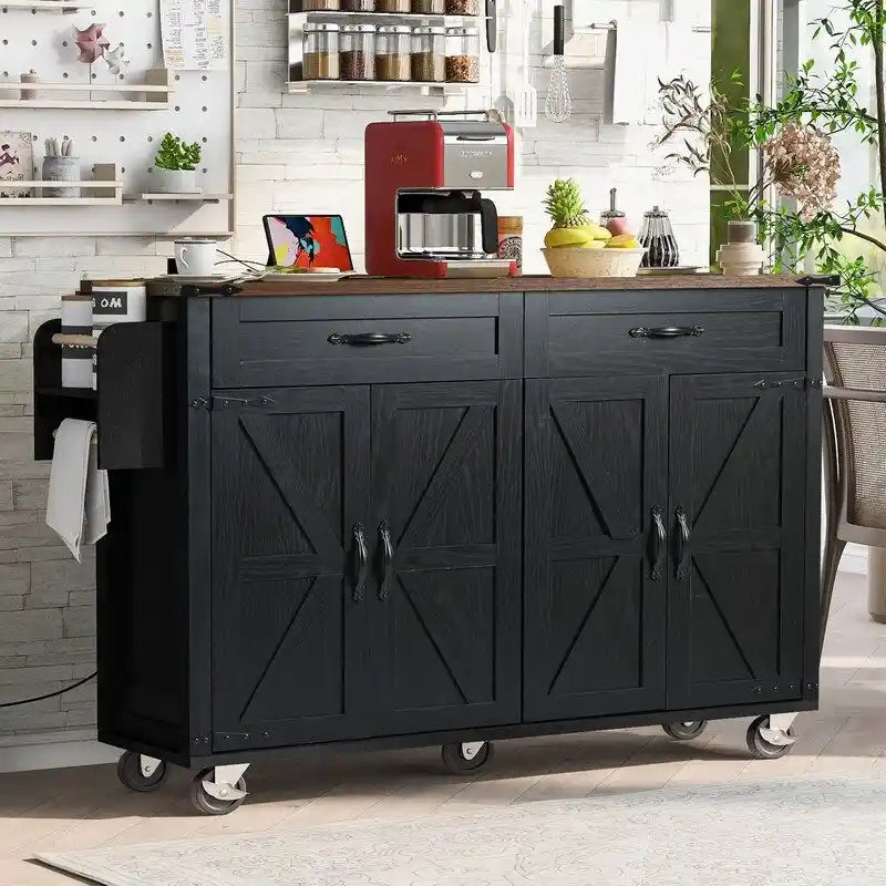 Îlot de cuisine avec prise électrique et abattant