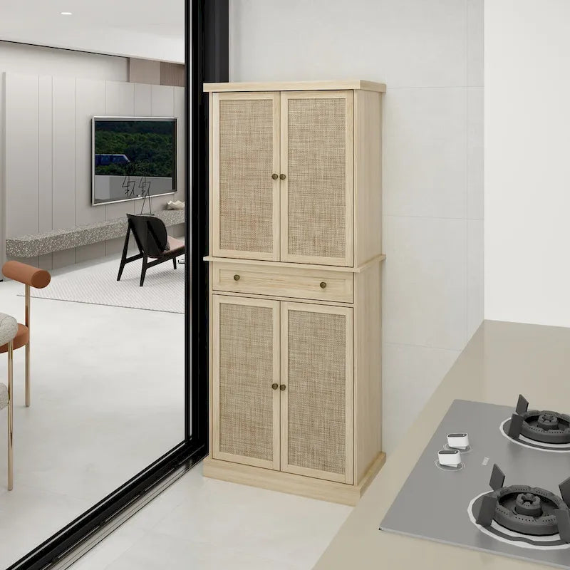 4 Door Cabinet with 1 Drawer,with 4 Adjustable Inner Shelves