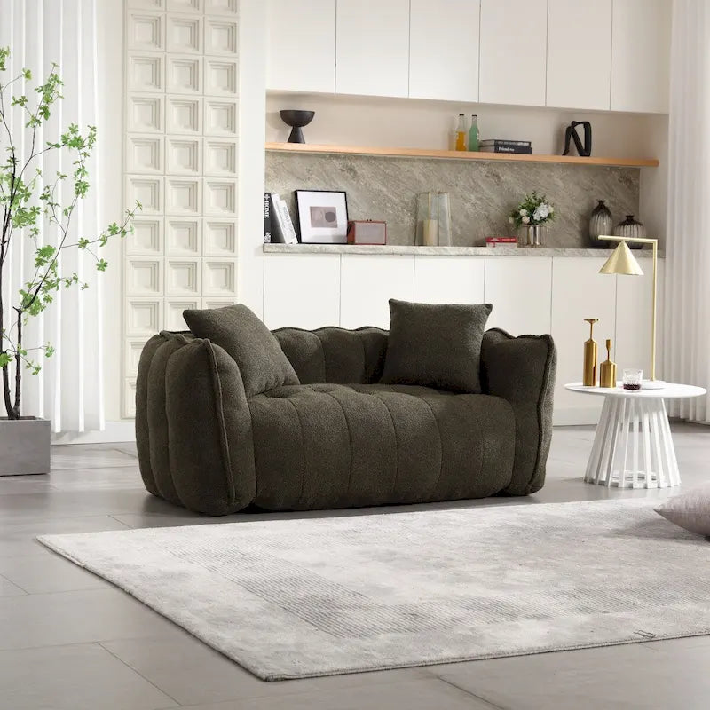 Grand pouf géant avec cœur en mousse – Canapé inclinable deux places pour salon