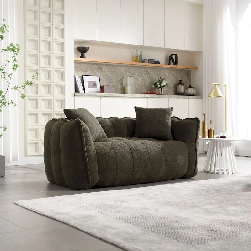 Grand pouf géant avec cœur en mousse – Canapé inclinable deux places pour salon