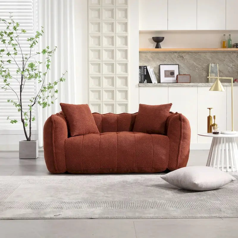 Grand pouf géant avec cœur en mousse – Canapé inclinable deux places pour salon