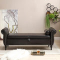 Banc ottoman de rangement capitonné avec couvercle touffeté et garniture cloutée