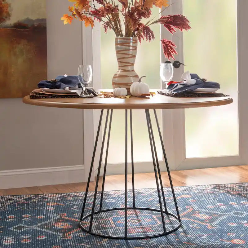 Table à manger ronde avec piètement en métal noir - Noir