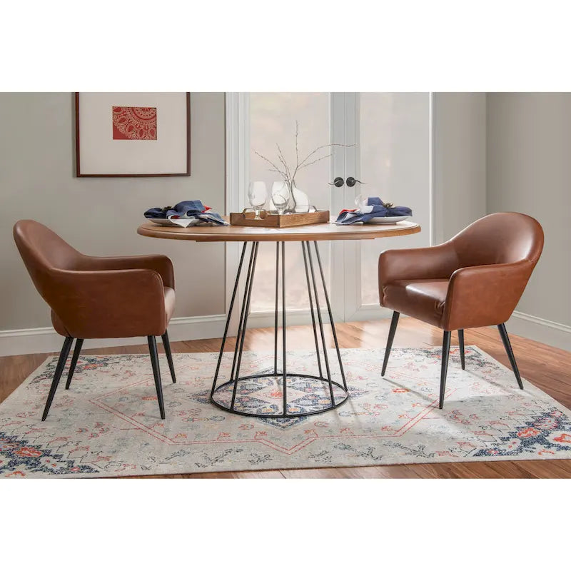 Table à manger ronde avec piètement en métal noir - Noir