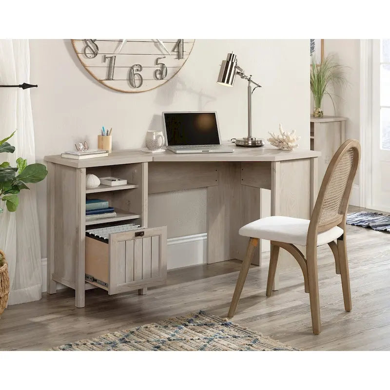 Bureau d'angle informatique avec tiroir de classement et rangement
