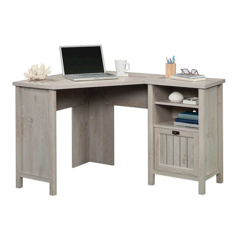 Bureau d'angle informatique avec tiroir de classement et rangement