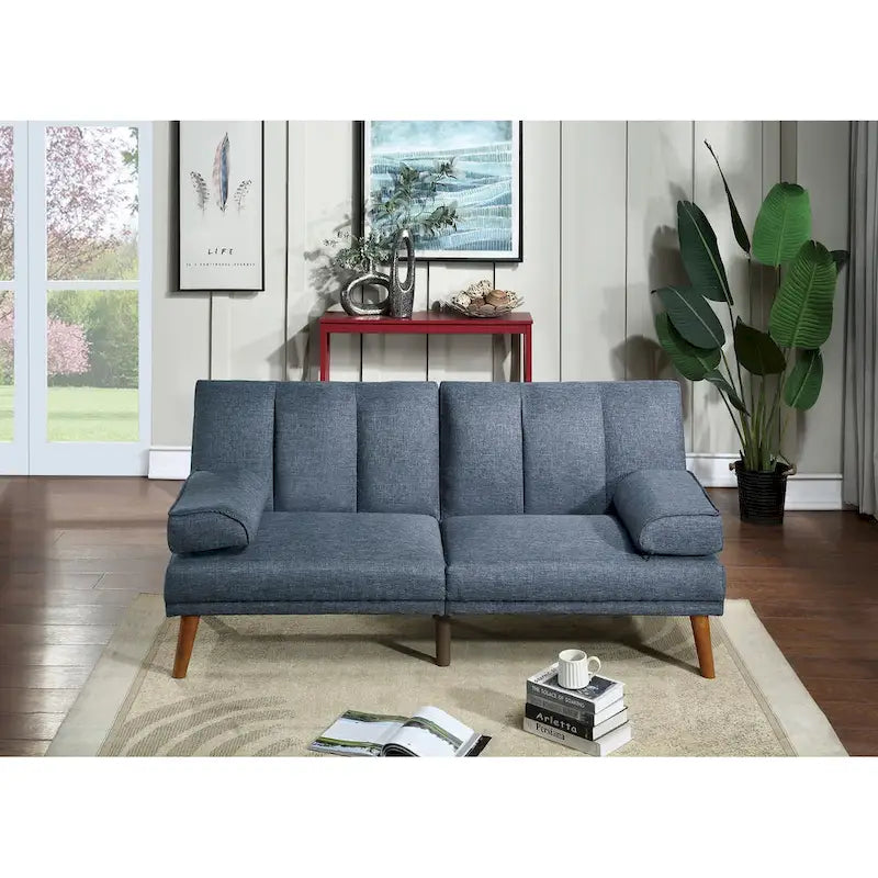Canapé sectionnel d'angle ajustable avec méridienne, en tissu polyester et pieds en bois