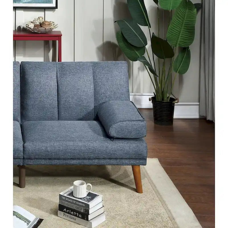 Canapé sectionnel d'angle ajustable avec méridienne, en tissu polyester et pieds en bois