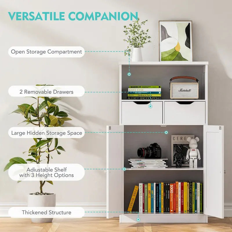 Meuble de rangement autoportant avec 4 tiroirs et étagère réglable