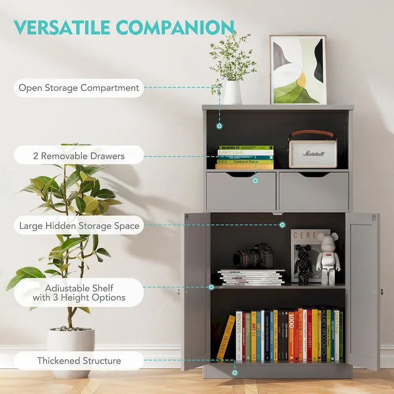 Meuble de rangement autoportant avec 4 tiroirs et étagère réglable
