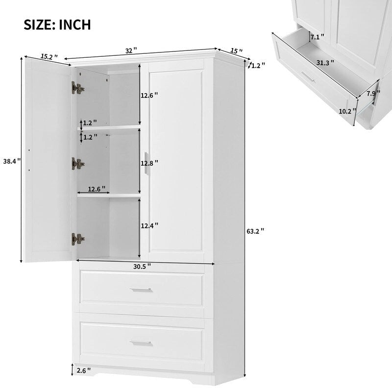Meuble de rangement haut avec 2 portes et 2 tiroirs