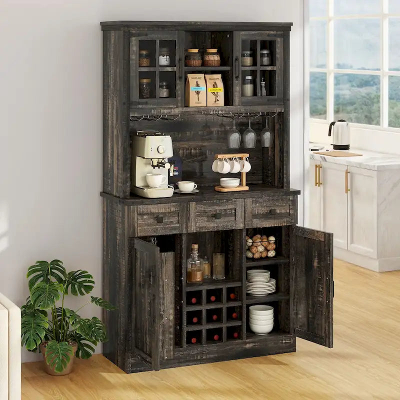 Armoire à vin et meuble de rangement de 72 po avec éclairage DEL