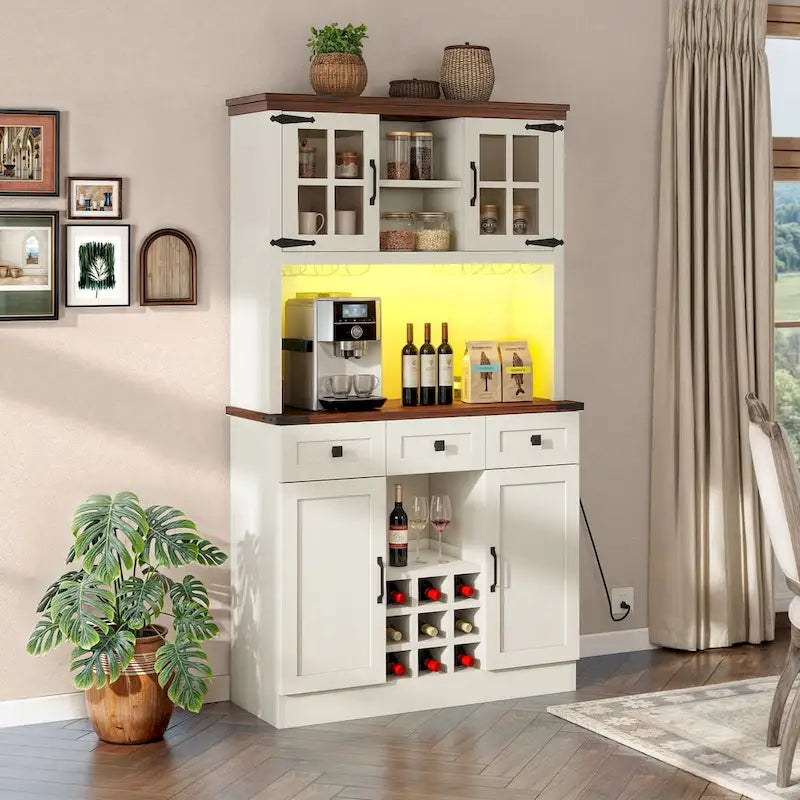 Armoire à vin et meuble de rangement de 72 po avec éclairage DEL