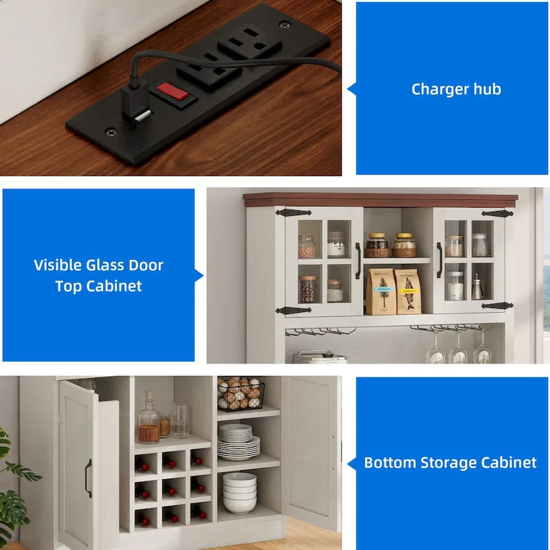 Armoire à vin et meuble de rangement de 72 po avec éclairage DEL