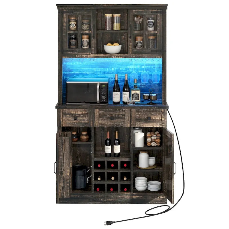 Armoire à vin et meuble de rangement de 72 po avec éclairage DEL