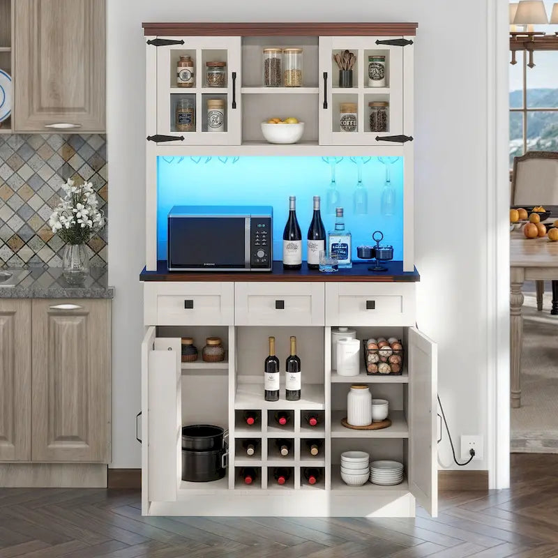 Armoire à vin et meuble de rangement de 72 po avec éclairage DEL