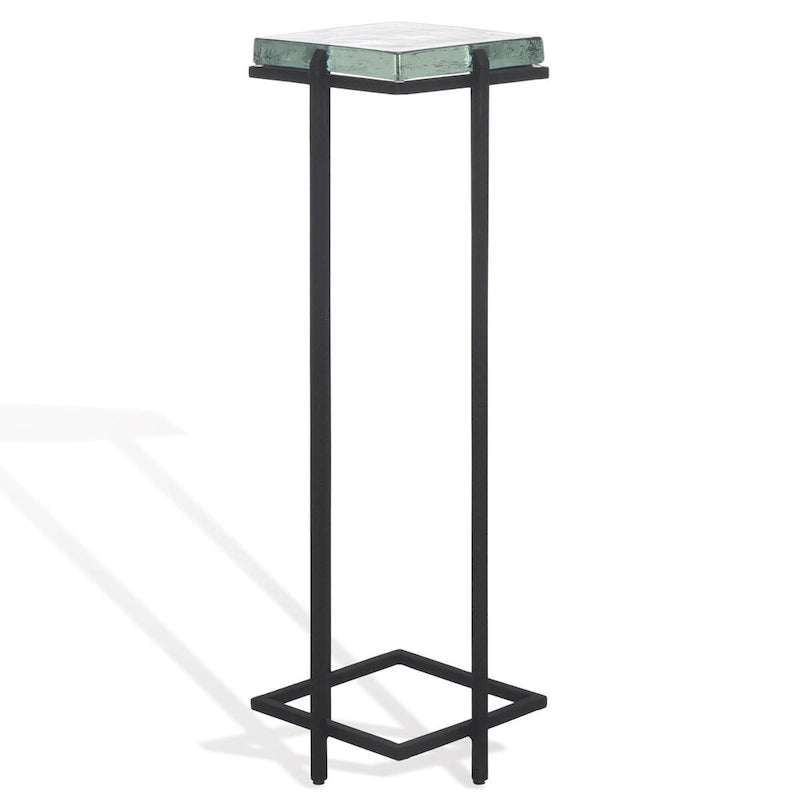 Table d'appoint à plateau en verre coulé et pieds en métal – 20,3 cm L x 20,3 cm P x 61 cm H