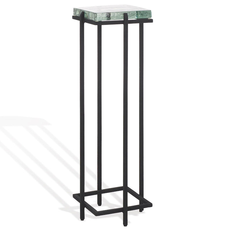 Table d'appoint à plateau en verre coulé et pieds en métal – 20,3 cm L x 20,3 cm P x 61 cm H