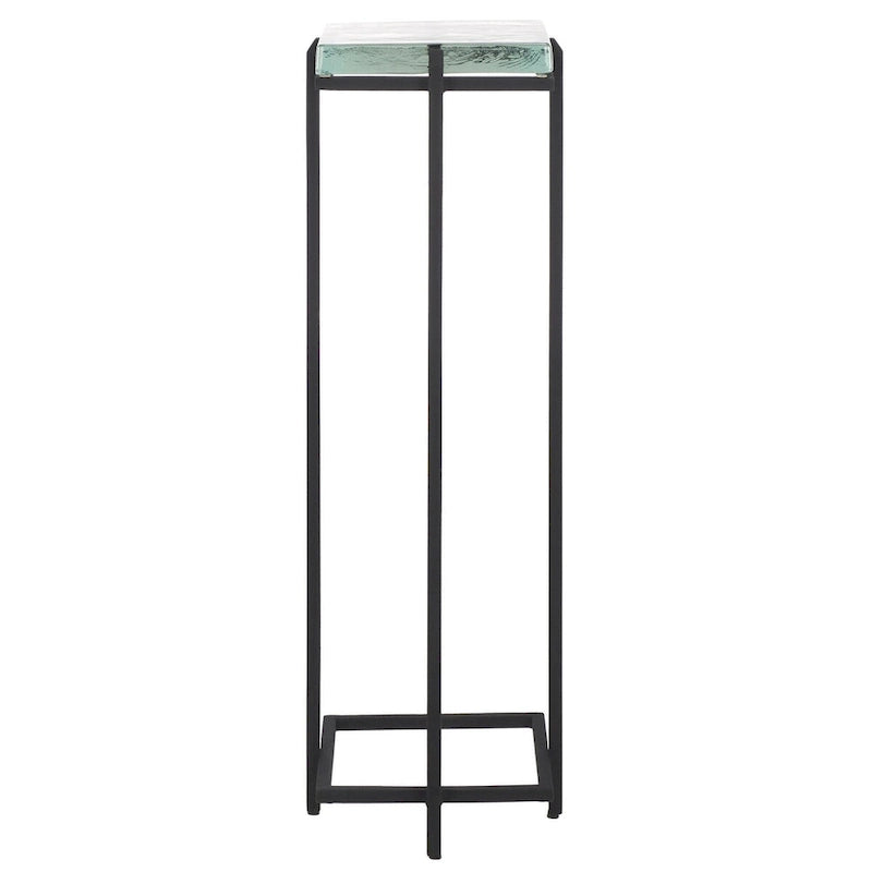 Table d'appoint à plateau en verre coulé et pieds en métal – 20,3 cm L x 20,3 cm P x 61 cm H