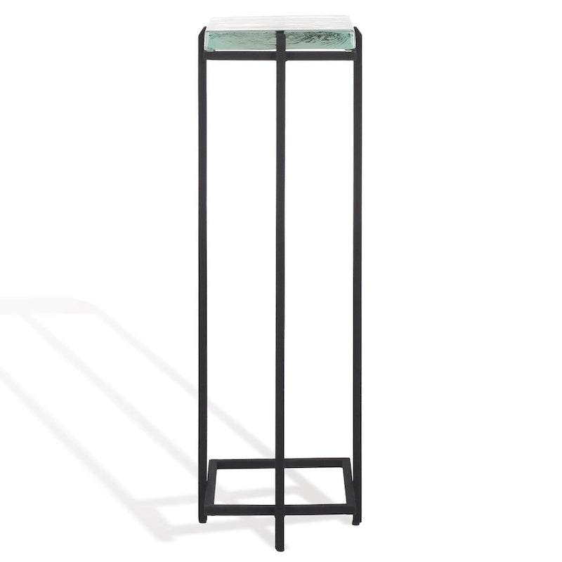 Table d'appoint à plateau en verre coulé et pieds en métal – 20,3 cm L x 20,3 cm P x 61 cm H